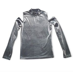 Aeropostale Silver Velvet Cold Shoulder Top sz S